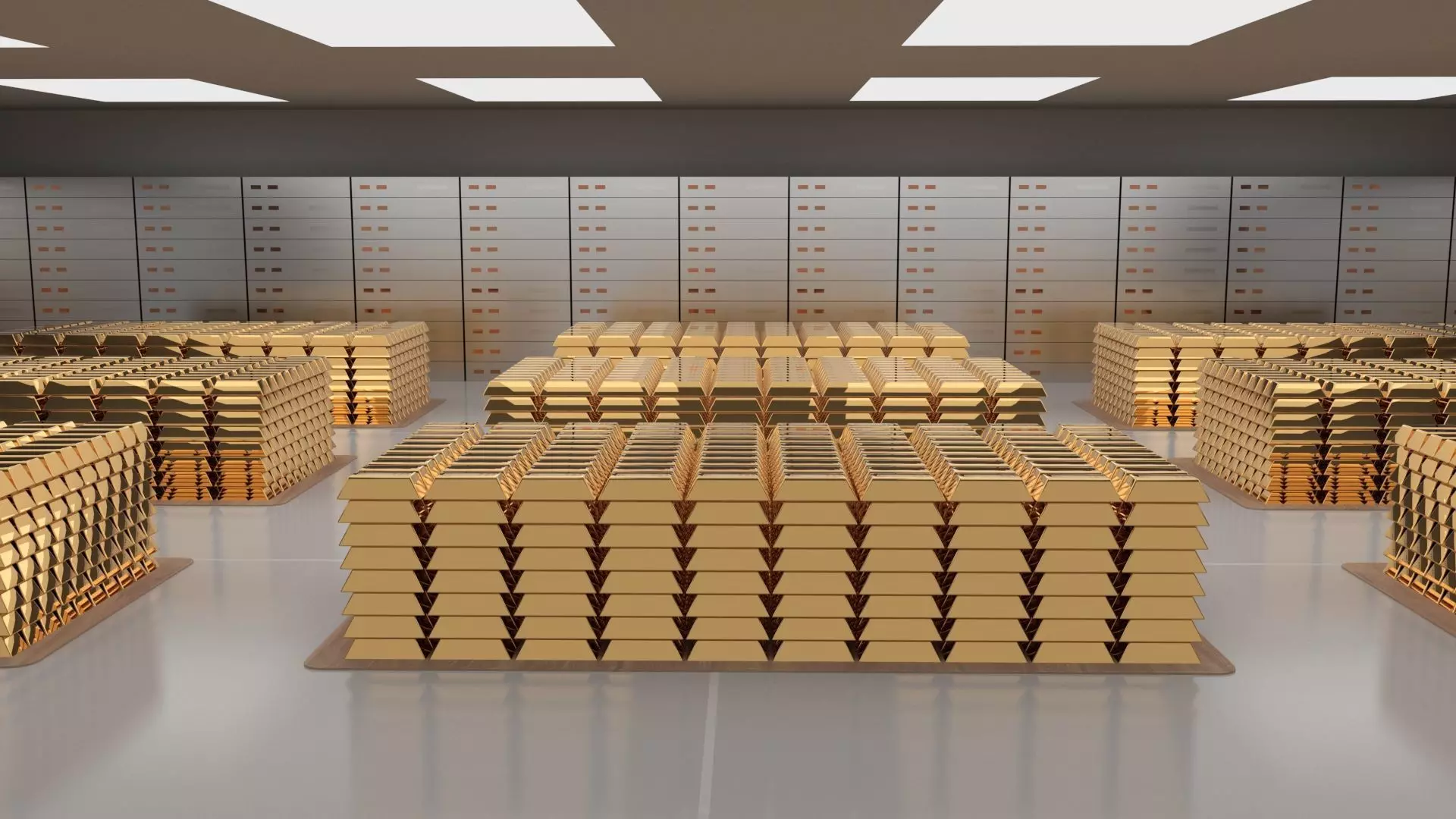 Gold bars bank vault 3D model_0