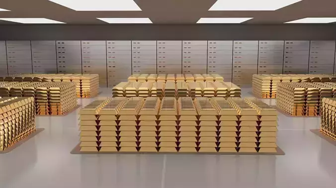 Gold bars bank vault