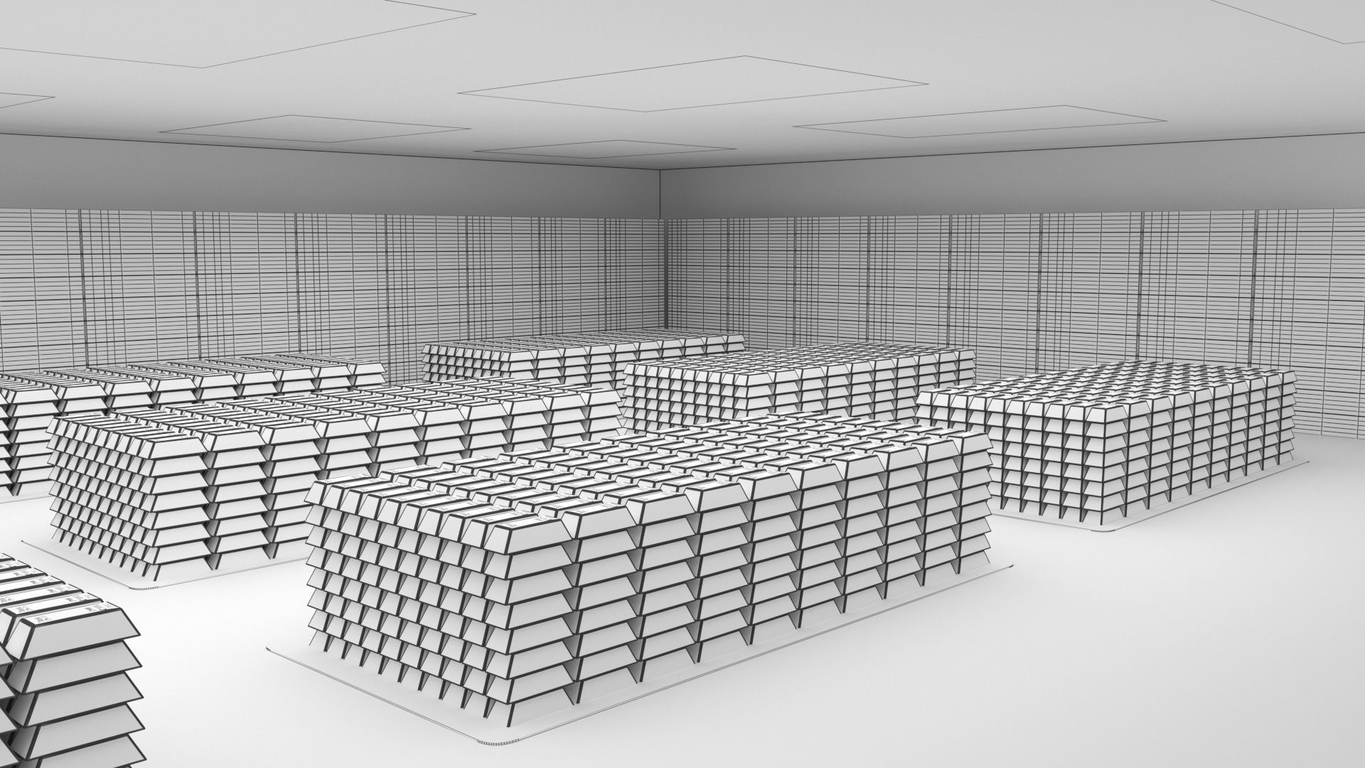 Gold bars bank vault 3D model_8