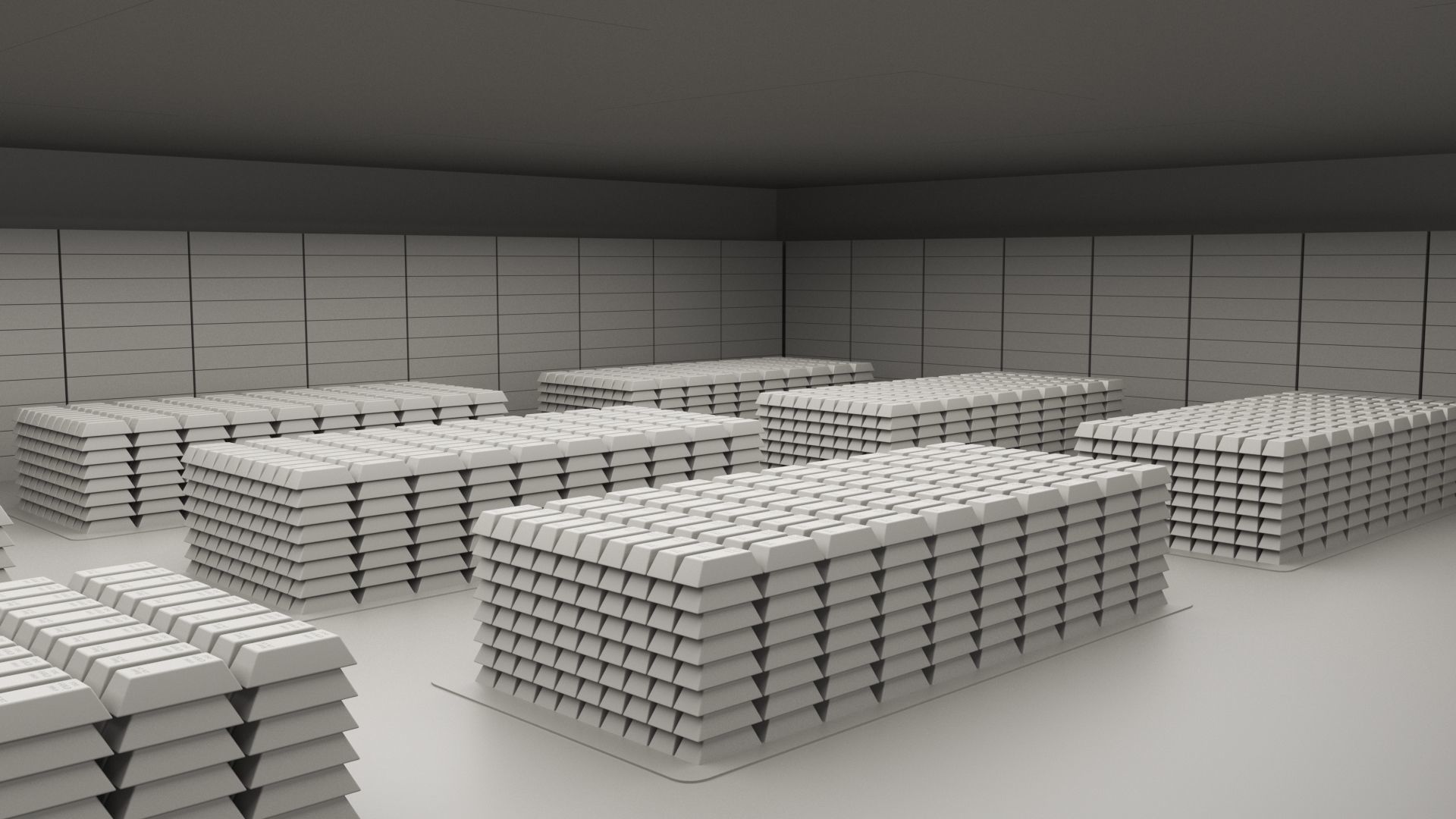 Gold bars bank vault 3D model_6