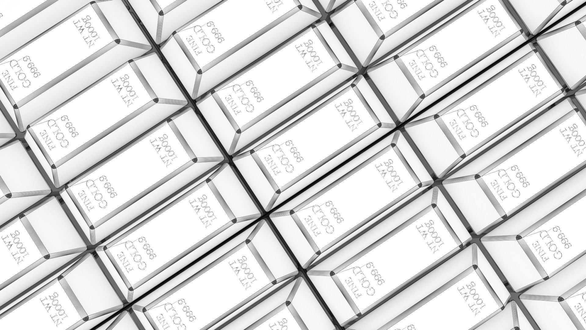 Gold bars bank vault 3D model_10