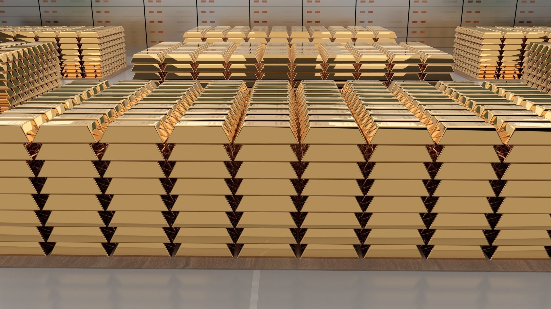 Gold bars bank vault 3D model_3