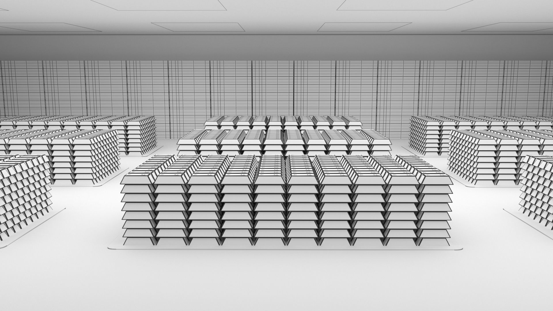 Gold bars bank vault 3D model_9