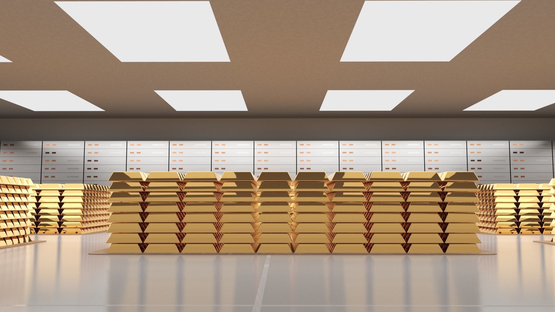 Gold bars bank vault 3D model_4