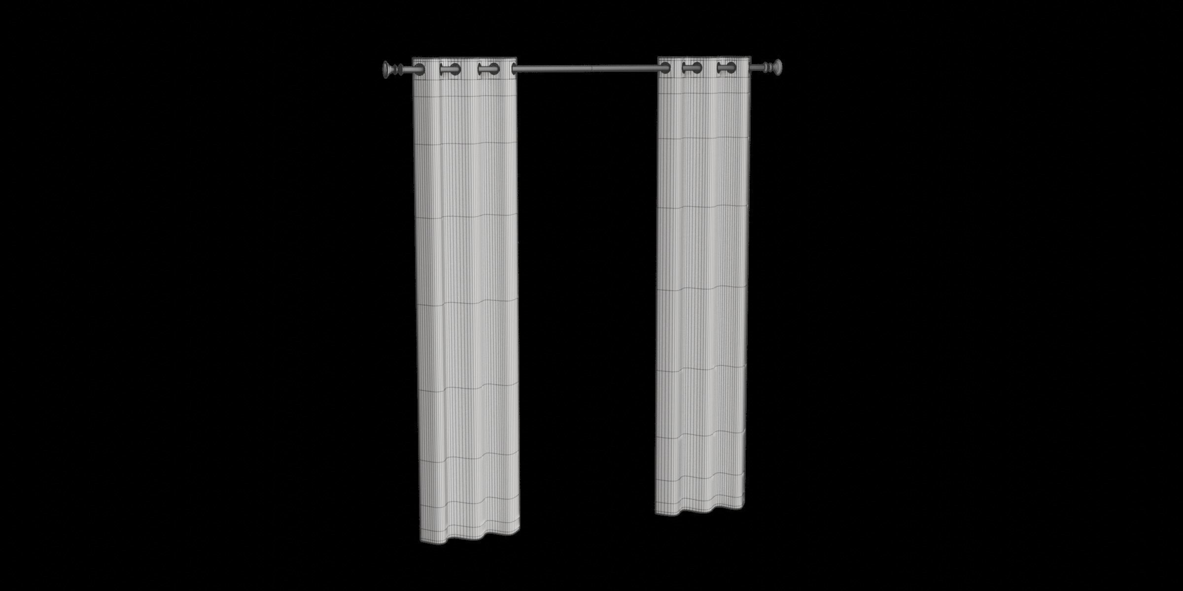 Slightly Glossy Polyeste Curtain Low-poly 3D model_2