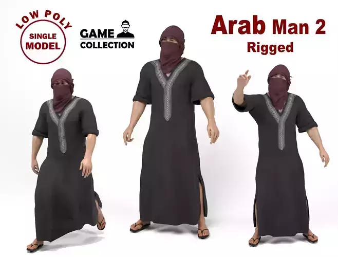 Arab man 2 Low-poly 3D model