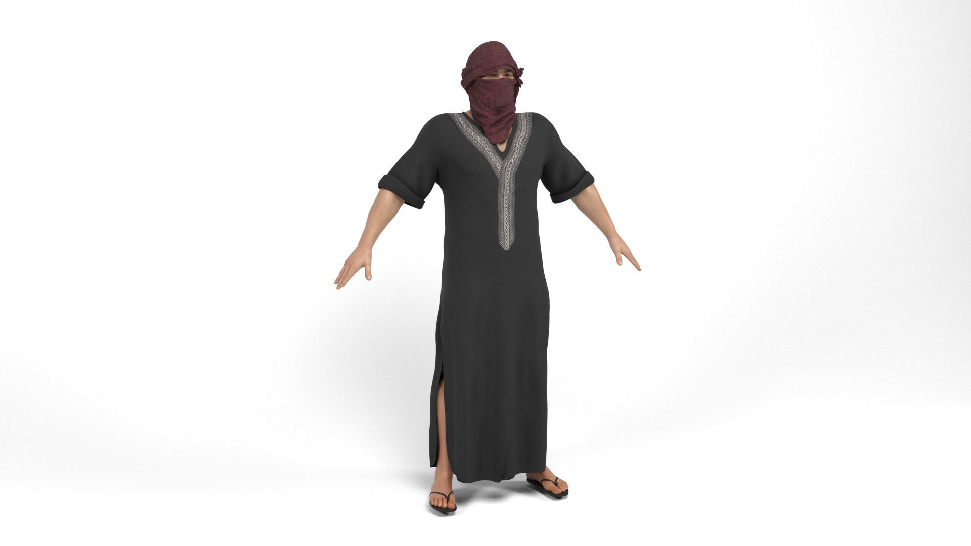 Arab man 2 Low-poly 3D model_1