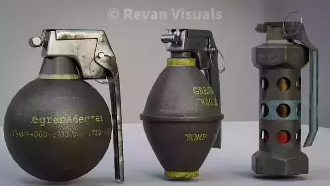 grenades  Low-poly 3D model
