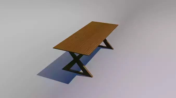 3d simple wooden table