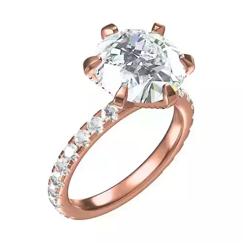 Round Diamond 6 Pring Micro Prong Setting Solitaire Ring