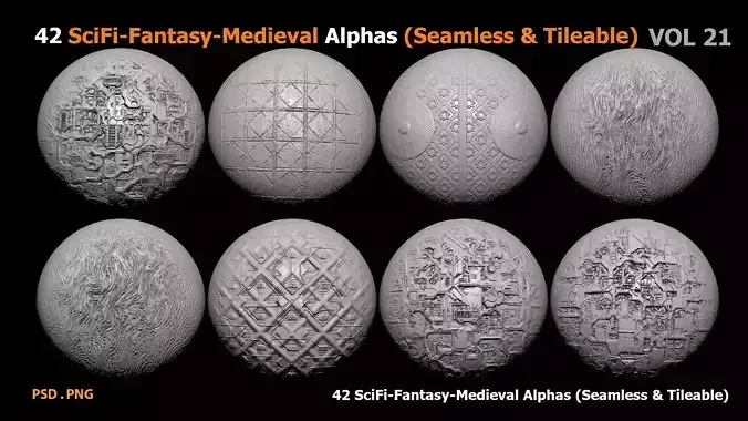 42 SciFi-Fantasy-Medieval Alphas Texture