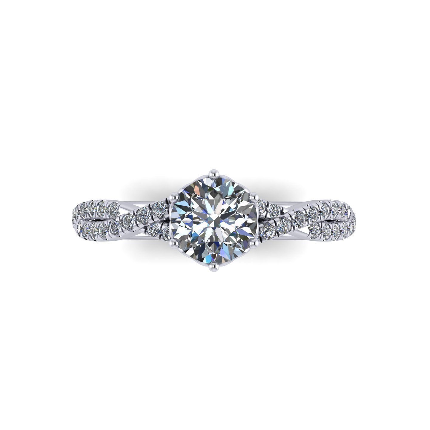 Round Cut Engagement Ring 3D print model_1