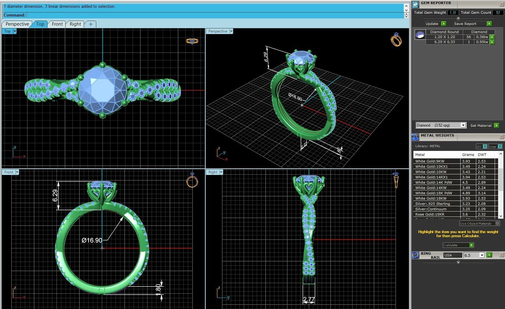 Round Cut Engagement Ring 3D print model_2