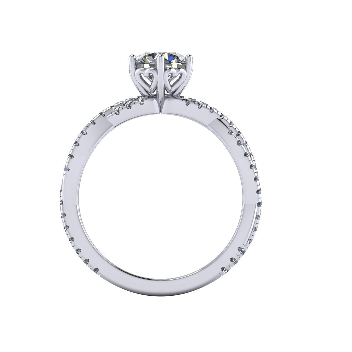 Round Cut Engagement Ring 3D print model_3