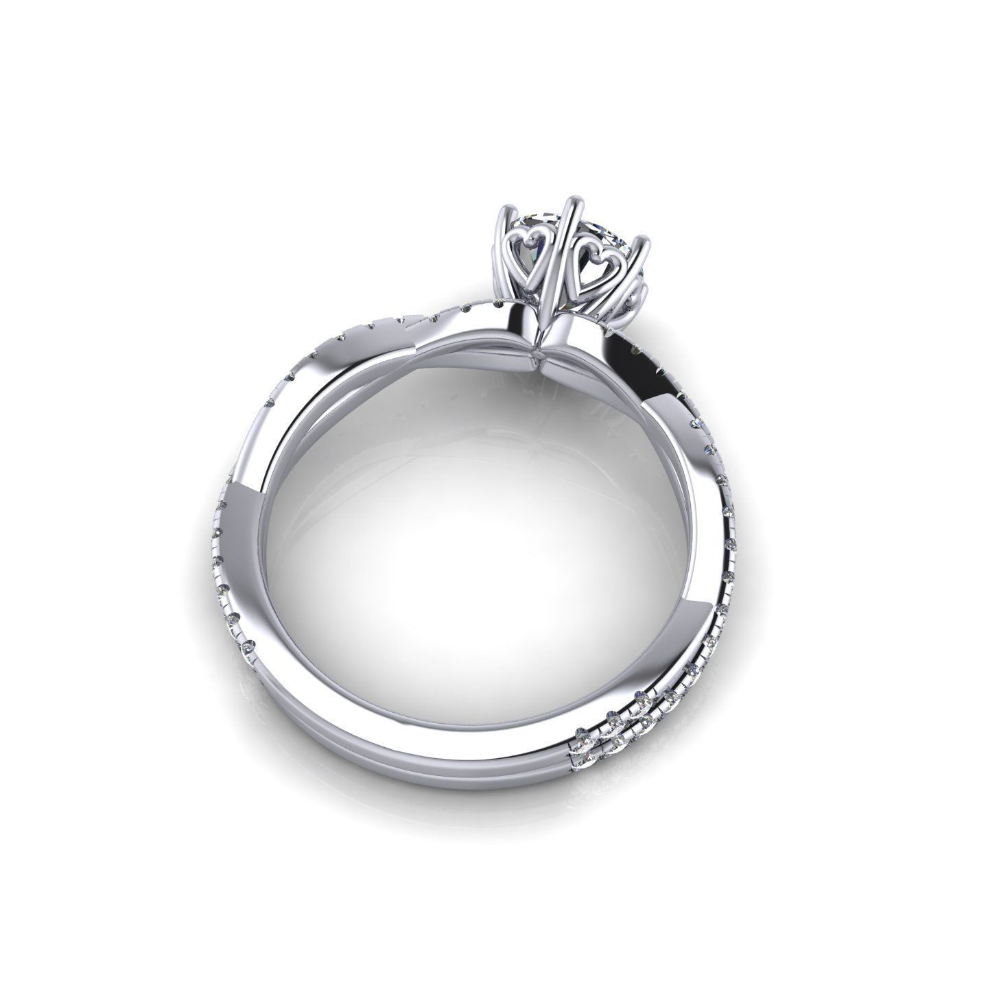 Round Cut Engagement Ring 3D print model_4
