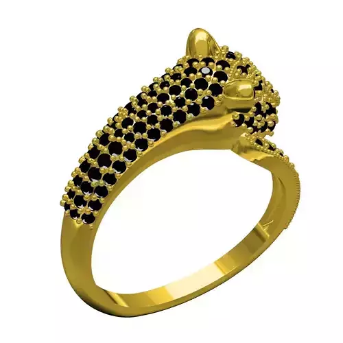 Black Diamond Panther Face Hip Hop Ring