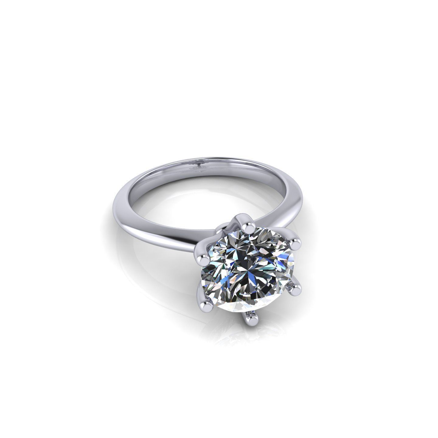 Six Prong Solitaire Diamond Ring 3D print model_2
