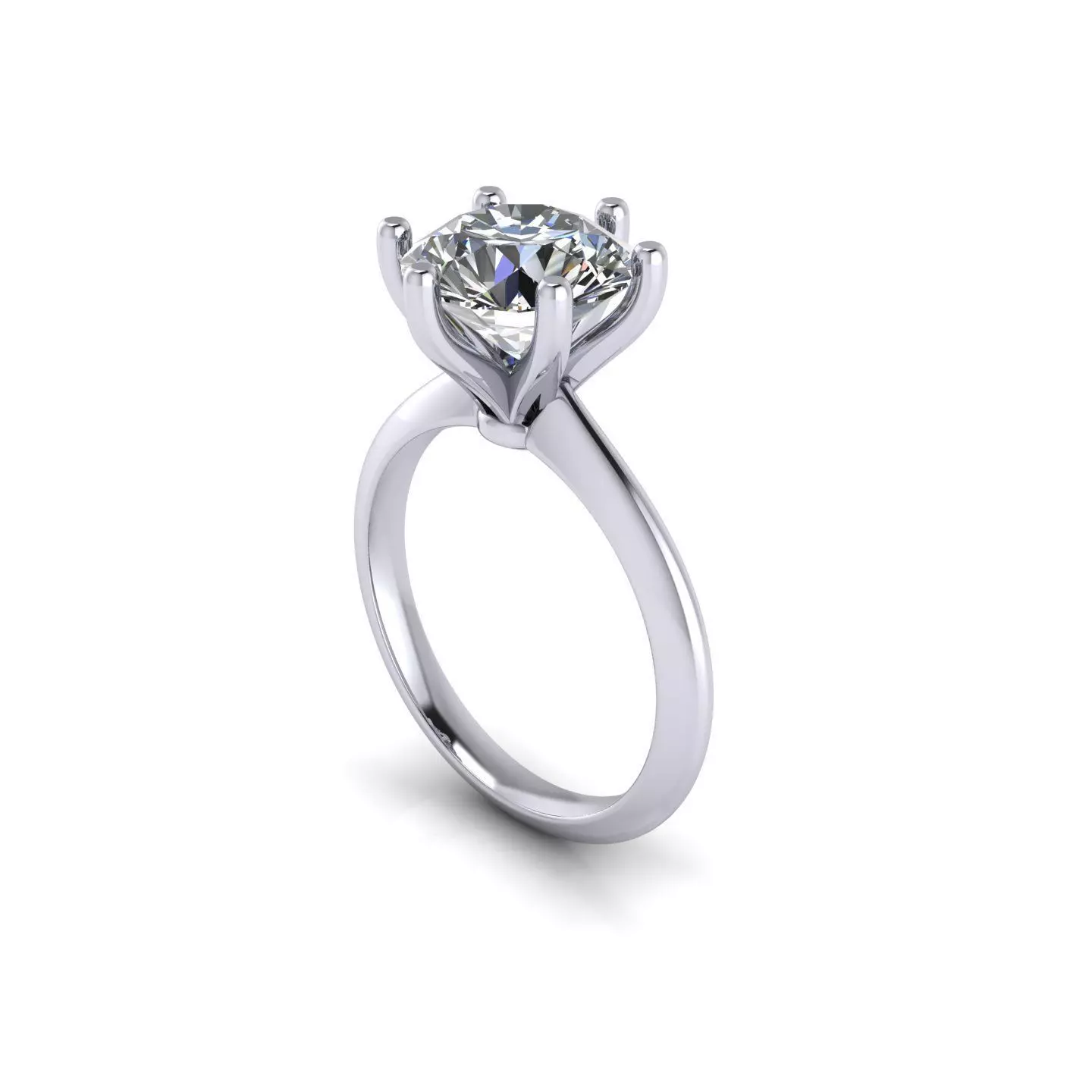 Six Prong Solitaire Diamond Ring 3D print model_0