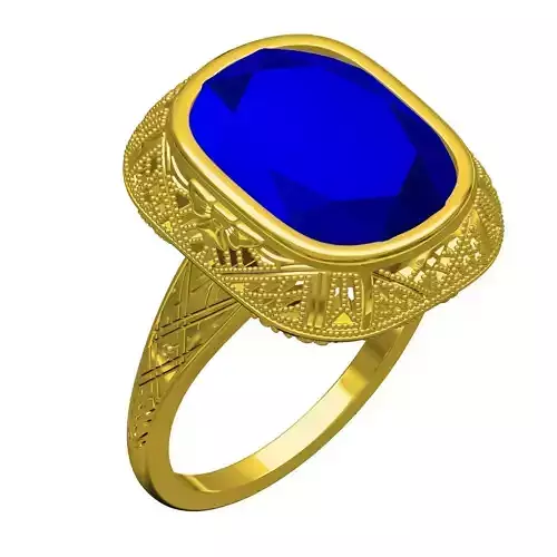 Single Cushion Stone Art Deco Engagement Ring