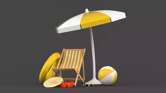 Beach Umbrella and Chair