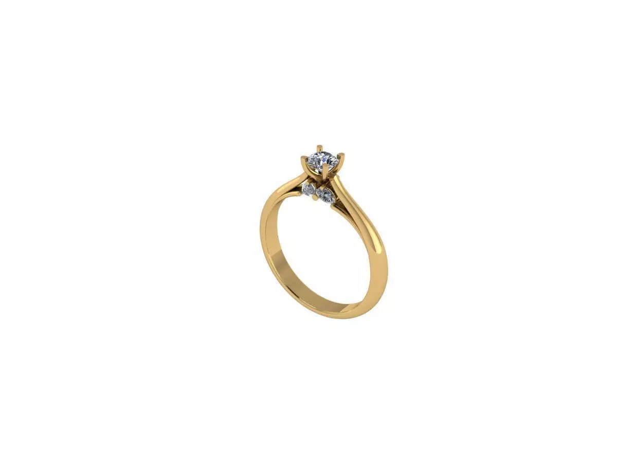 solitaire ring by pear 16 5mm 3D print model_0