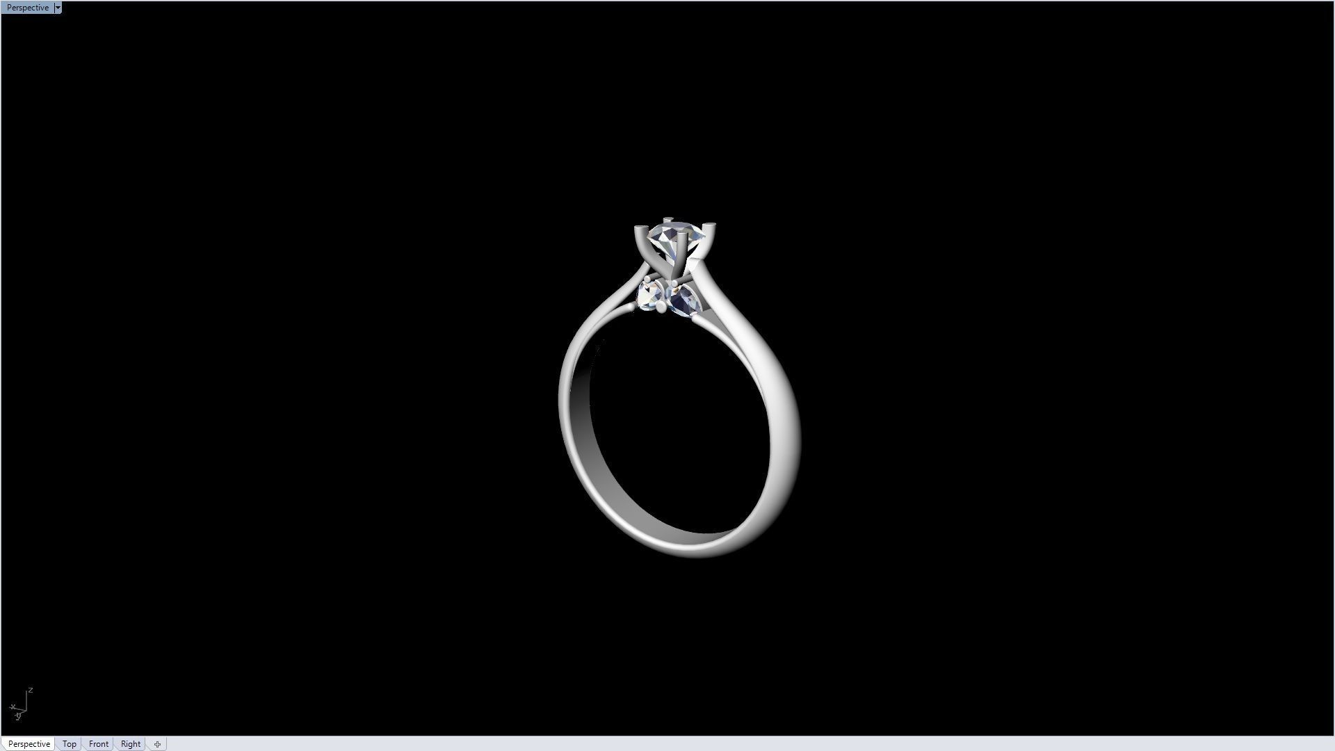 solitaire ring by pear 16 5mm 3D print model_3
