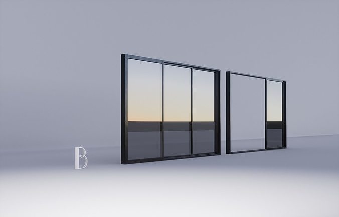 Sliding Metal Door - B Low-poly 3D model