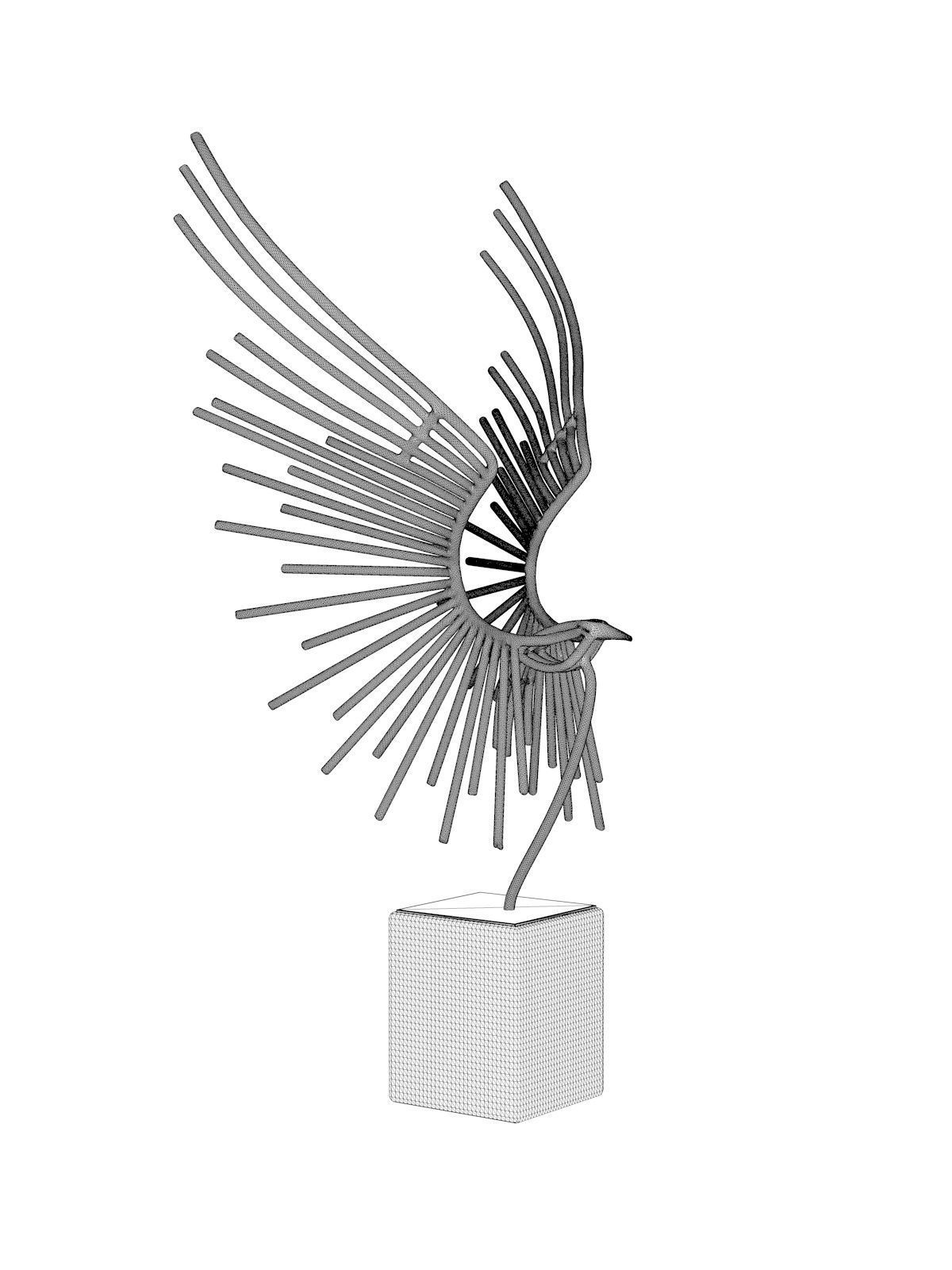 Abstract Welded Bird Sculpture 3D model_3