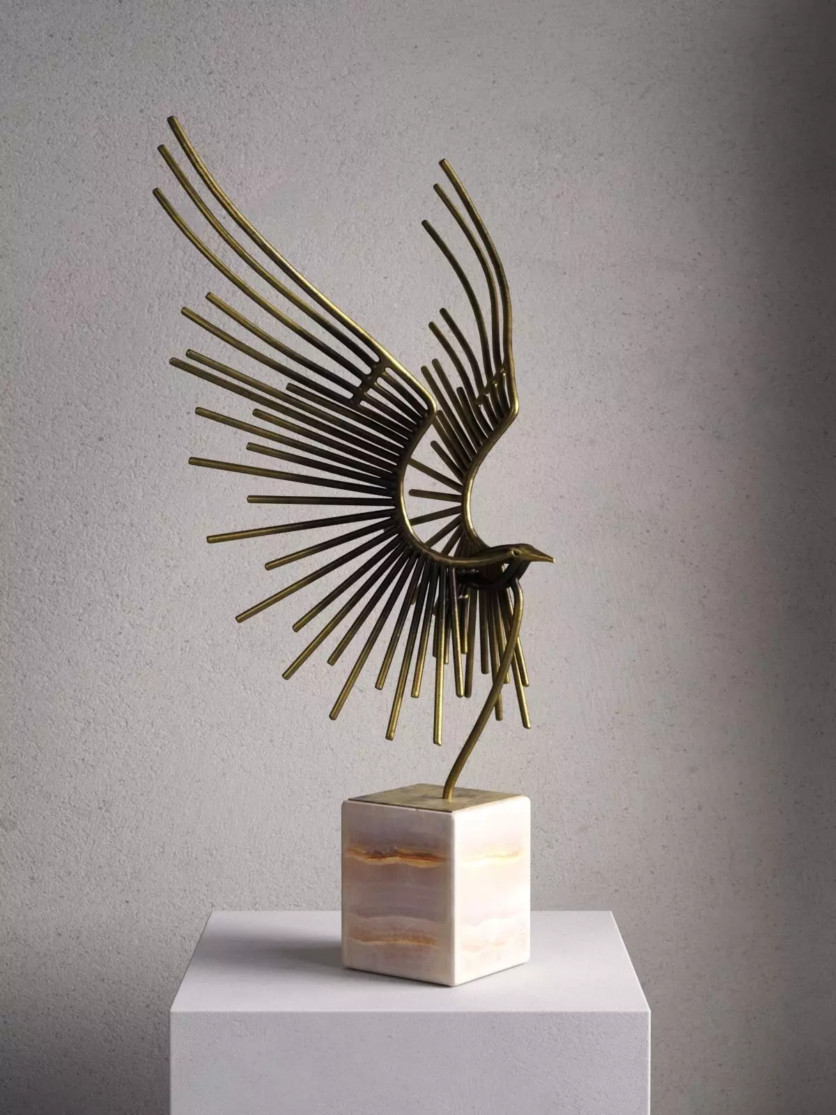 Abstract Welded Bird Sculpture 3D model_0