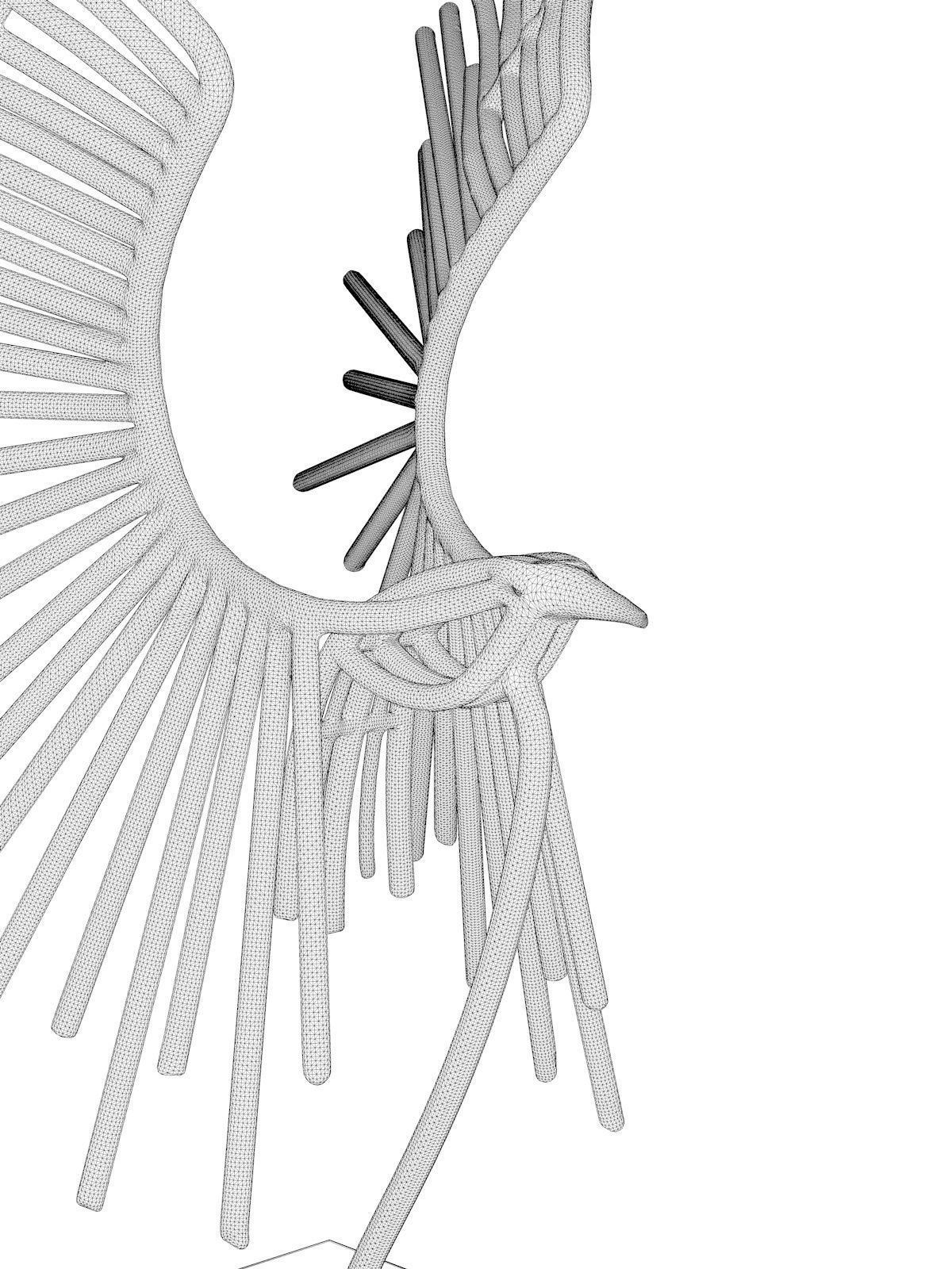 Abstract Welded Bird Sculpture 3D model_4