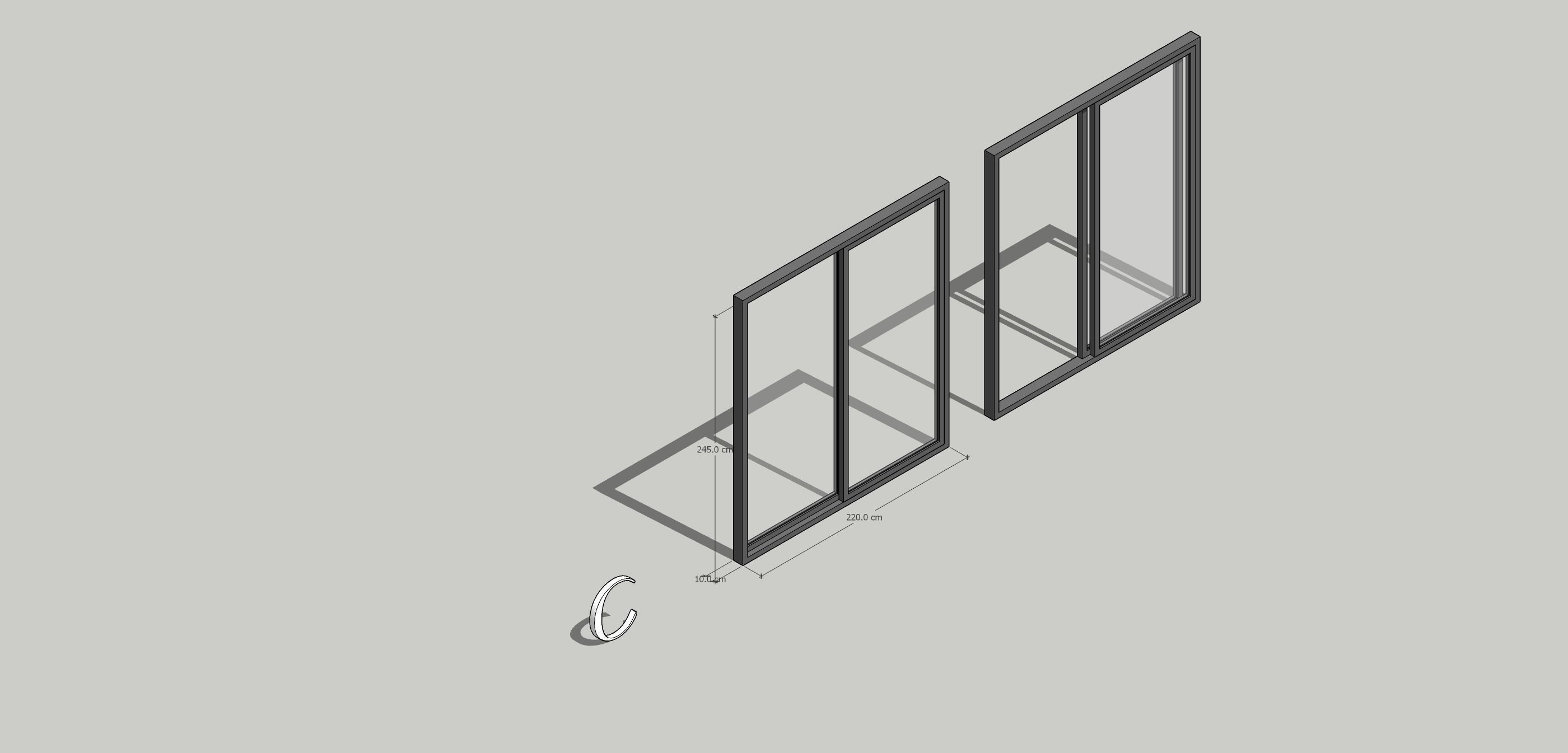 Sliding Metal Door - C Low-poly 3D model_2