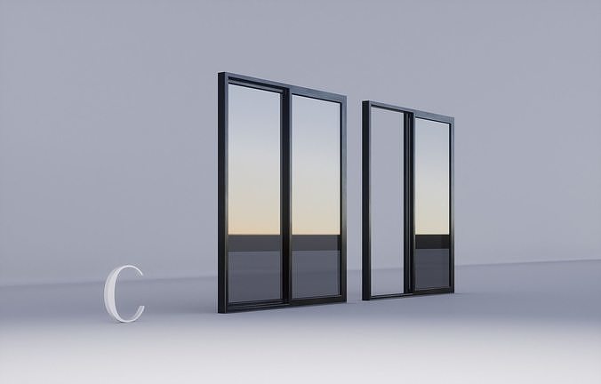 Sliding Metal Door - C Low-poly 3D model