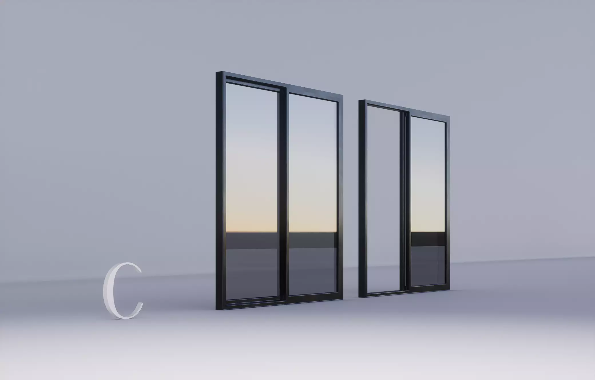 Sliding Metal Door - C Low-poly 3D model_0