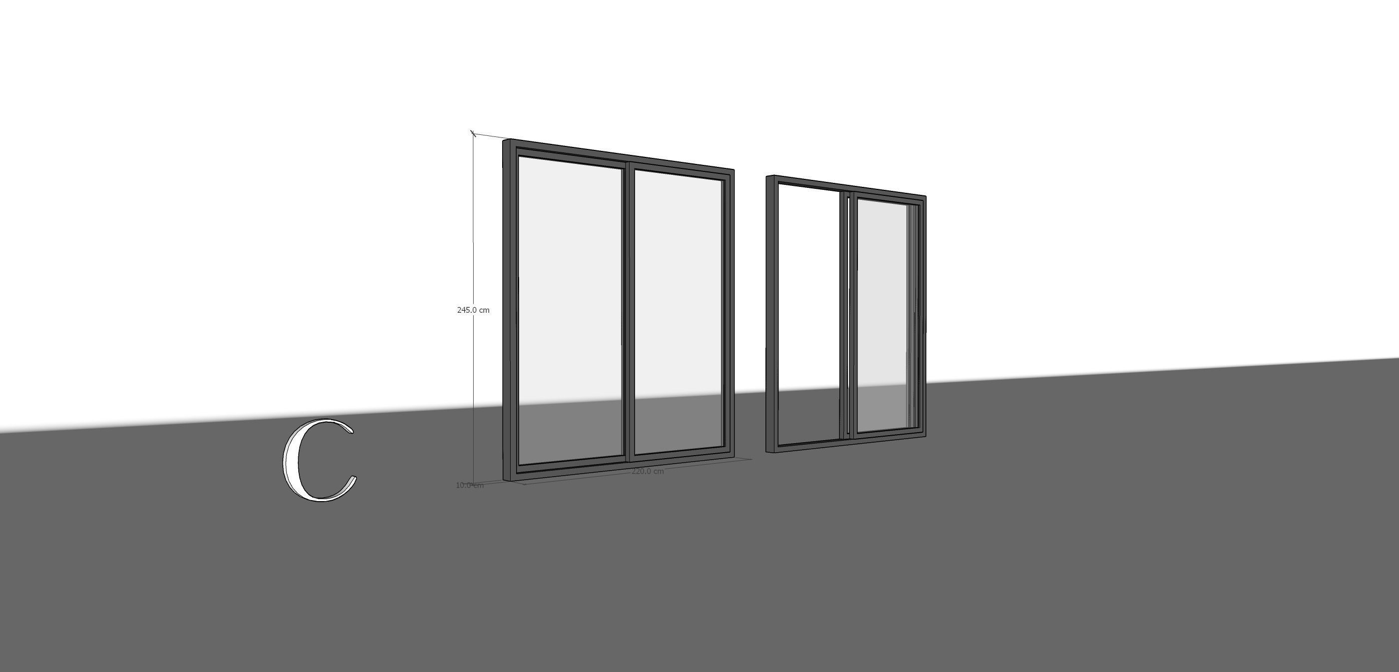 Sliding Metal Door - C Low-poly 3D model_1