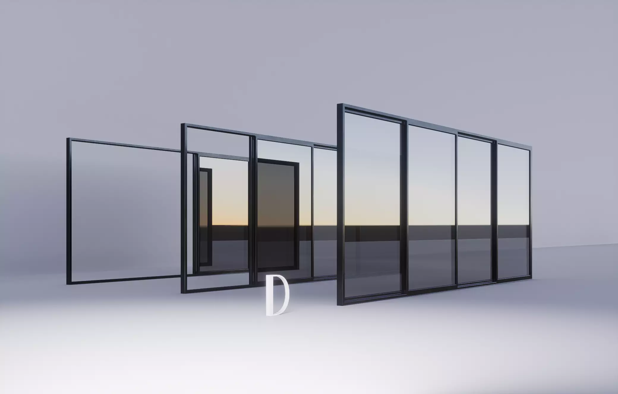 Sliding Metal Door - D 3D model_0