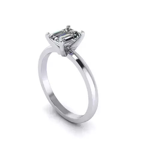 Solitaire Emerald Diamond Ring