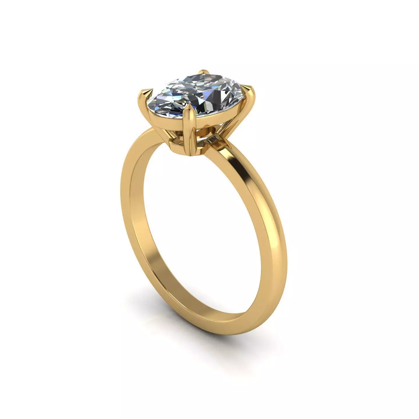 Solitaire Oval Diamond Ring 3D print model_0