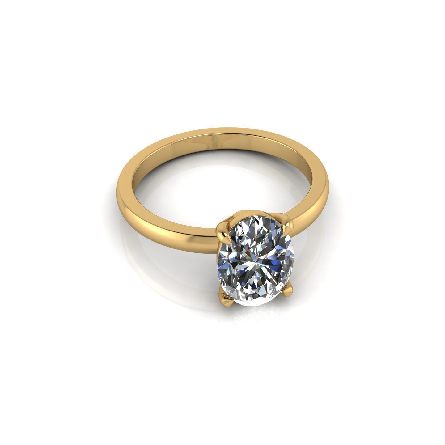 Solitaire Oval Diamond Ring 3D print model_5