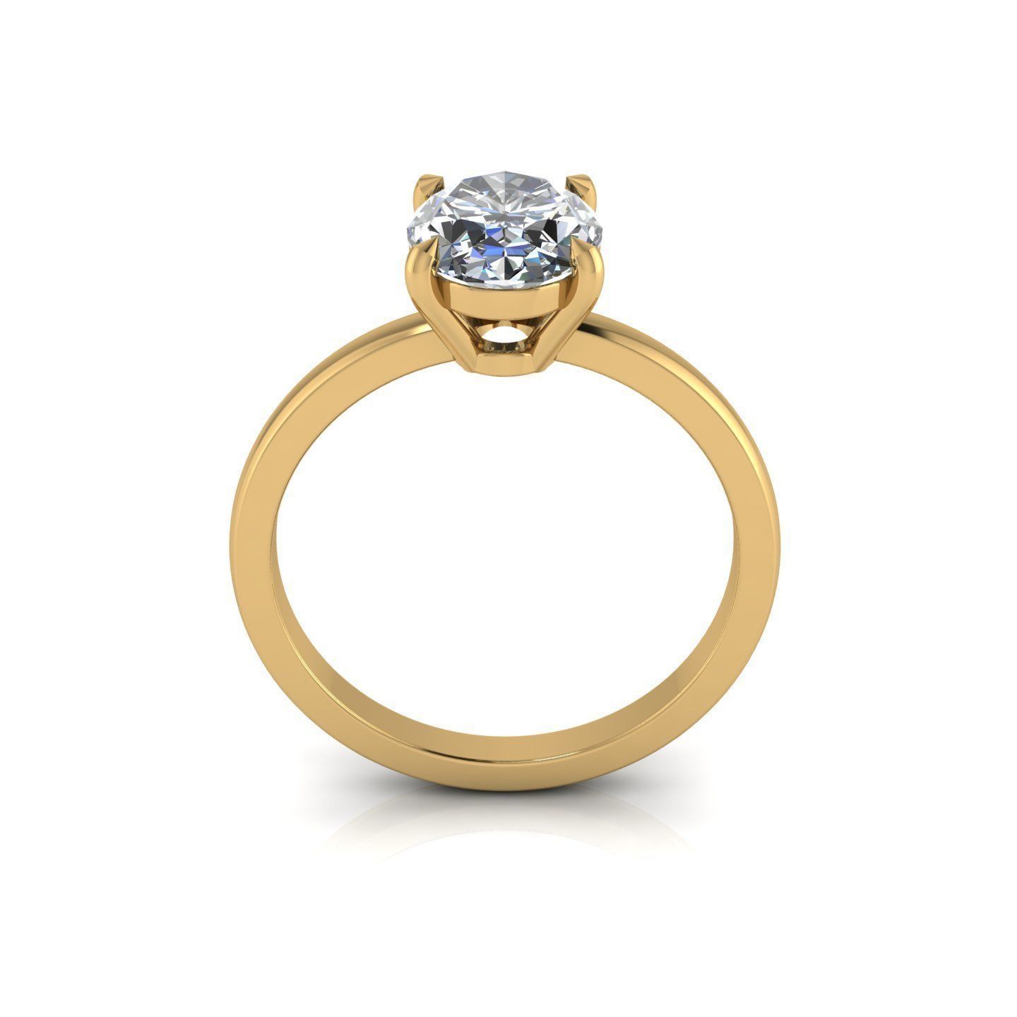 Solitaire Oval Diamond Ring 3D print model_1