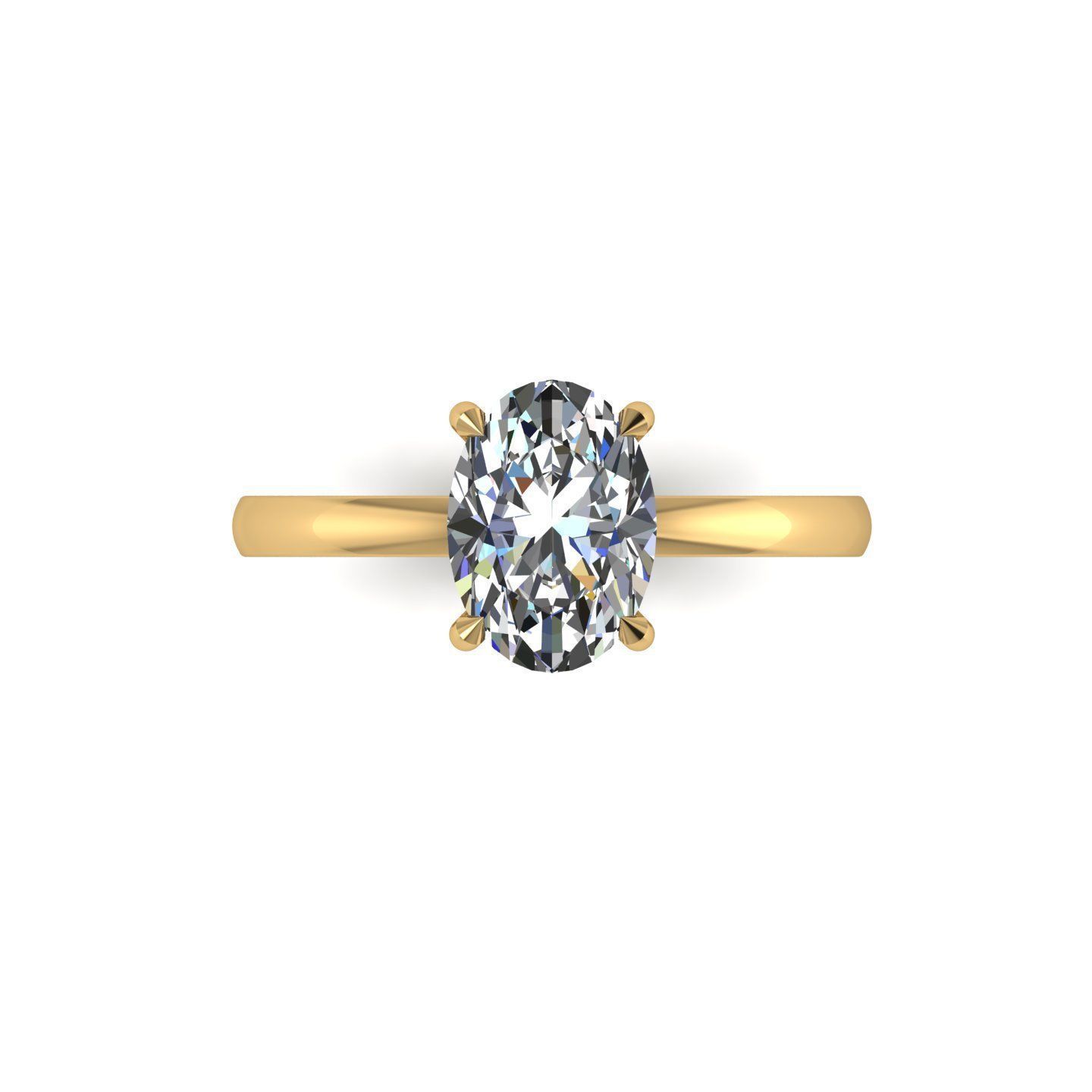 Solitaire Oval Diamond Ring 3D print model_3