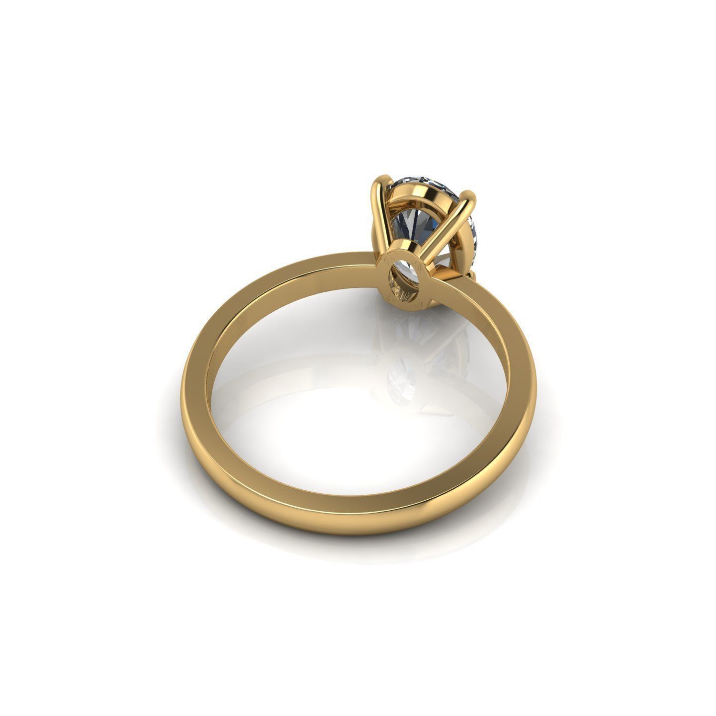 Solitaire Oval Diamond Ring 3D print model_4