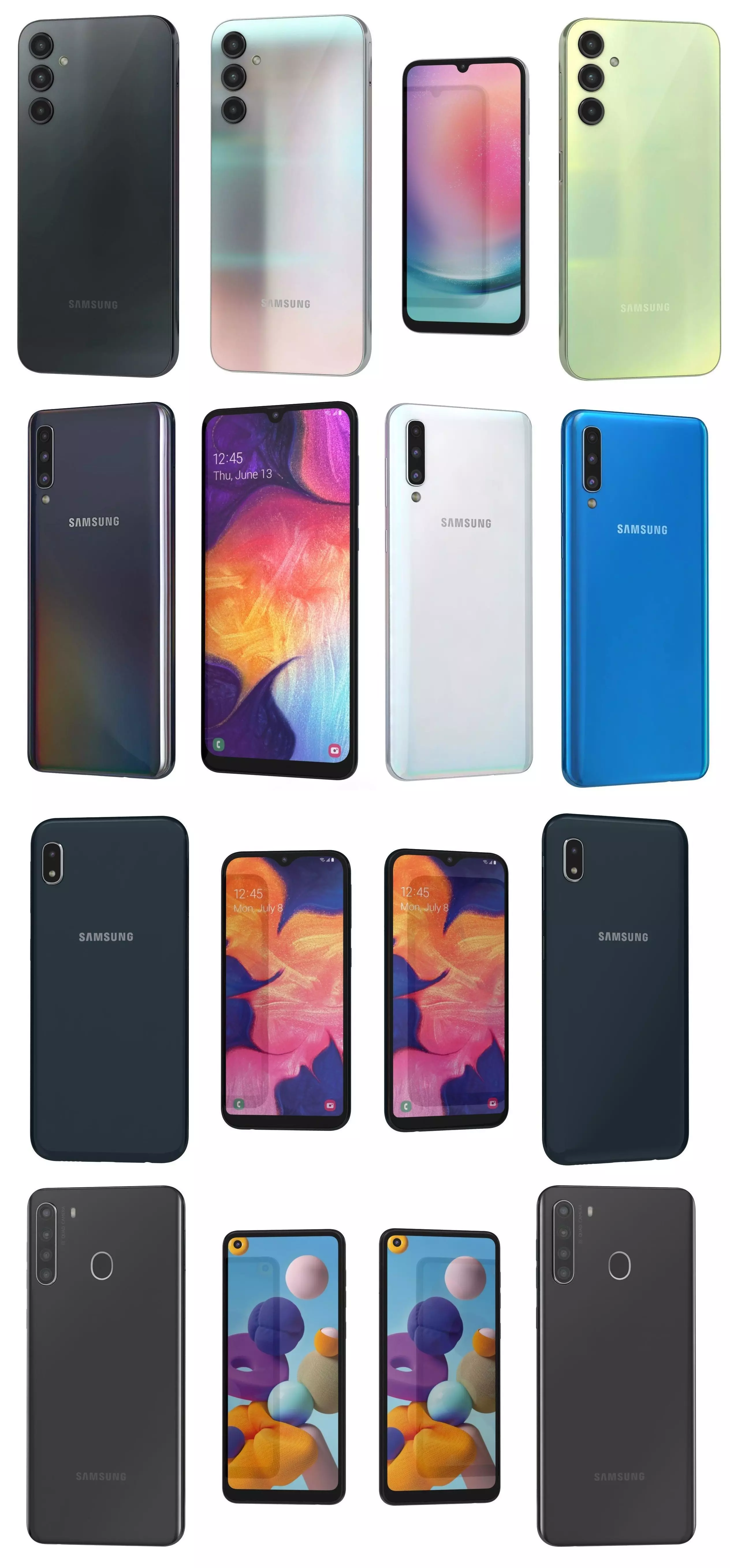 Samsung Galaxy A10e A21 A50 A24 4G Low-poly 3D model