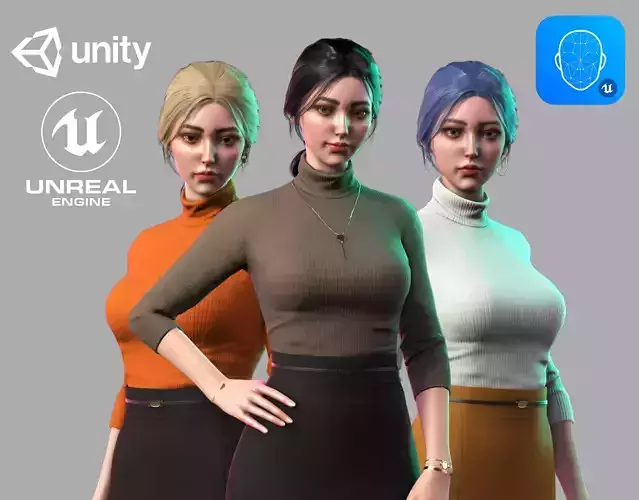 Streetwear Girl 1-13 - Street Wear Girls Pack Game-Ready Low-poly 3D model