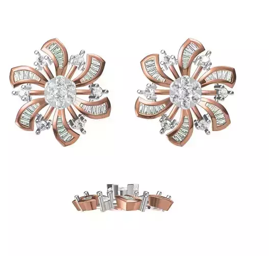 Women Diamond Earrings STL FBX JCD Details