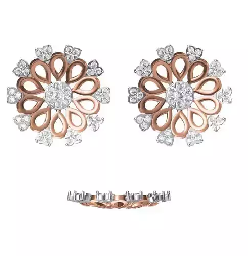 Women Diamond Earrings STL FBX JCD Details