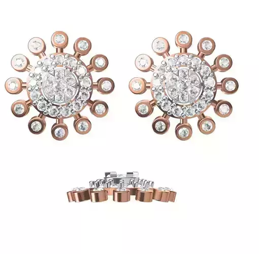 Women Diamond Earrings STL FBX JCD Details