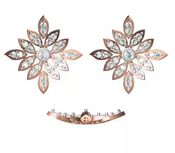 Women Diamond Earrings STL FBX JCD Details