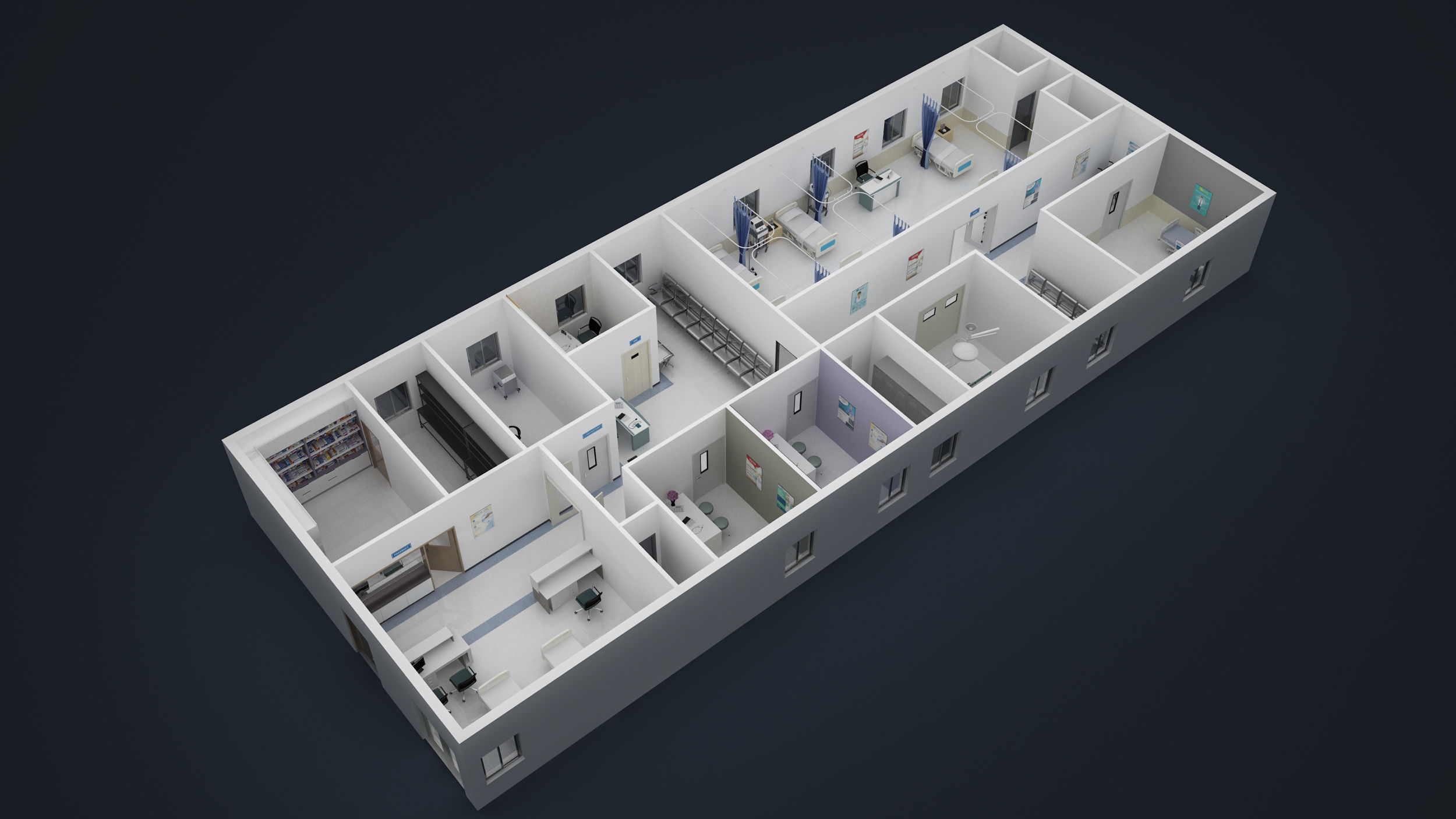 Hospital interior model corona render 3D model_6