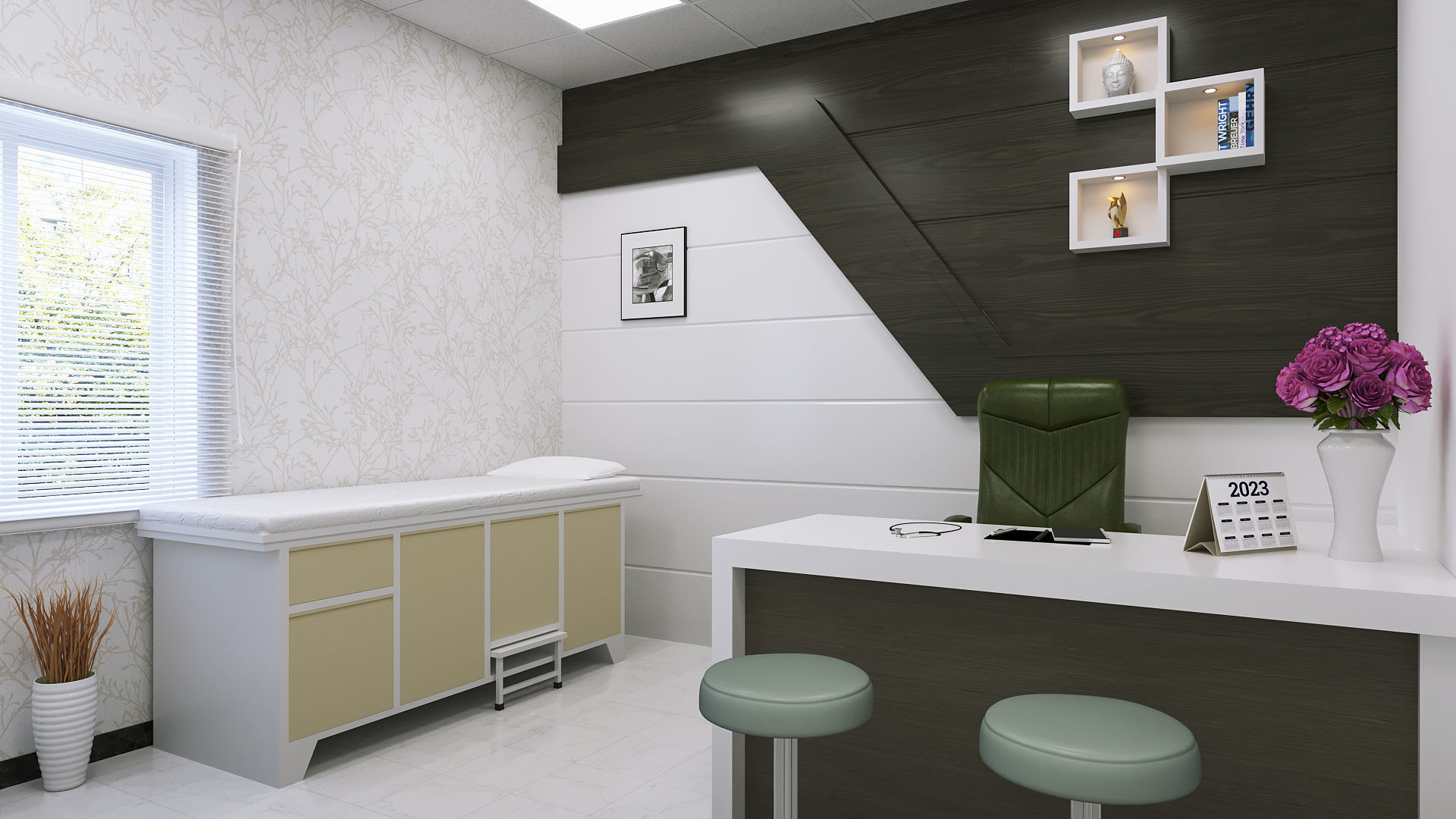 Hospital interior model corona render 3D model_4