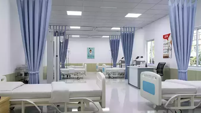 Hospital interior model corona render